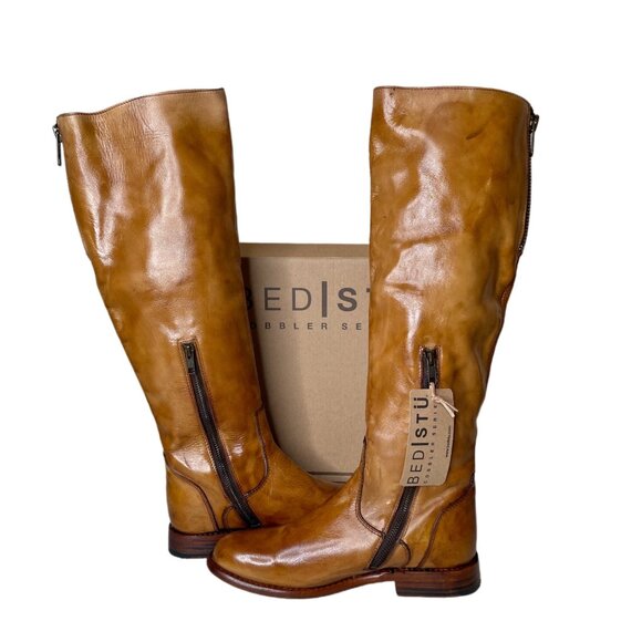 BED STU Tess Distressed Leather Riding Boots BedStu Size 8.5 - Picture 1 of 16